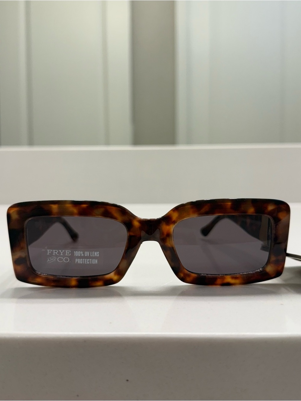 Frye Tortoiseshell Rectangular Sunglasses with Dark Lenses. NWT